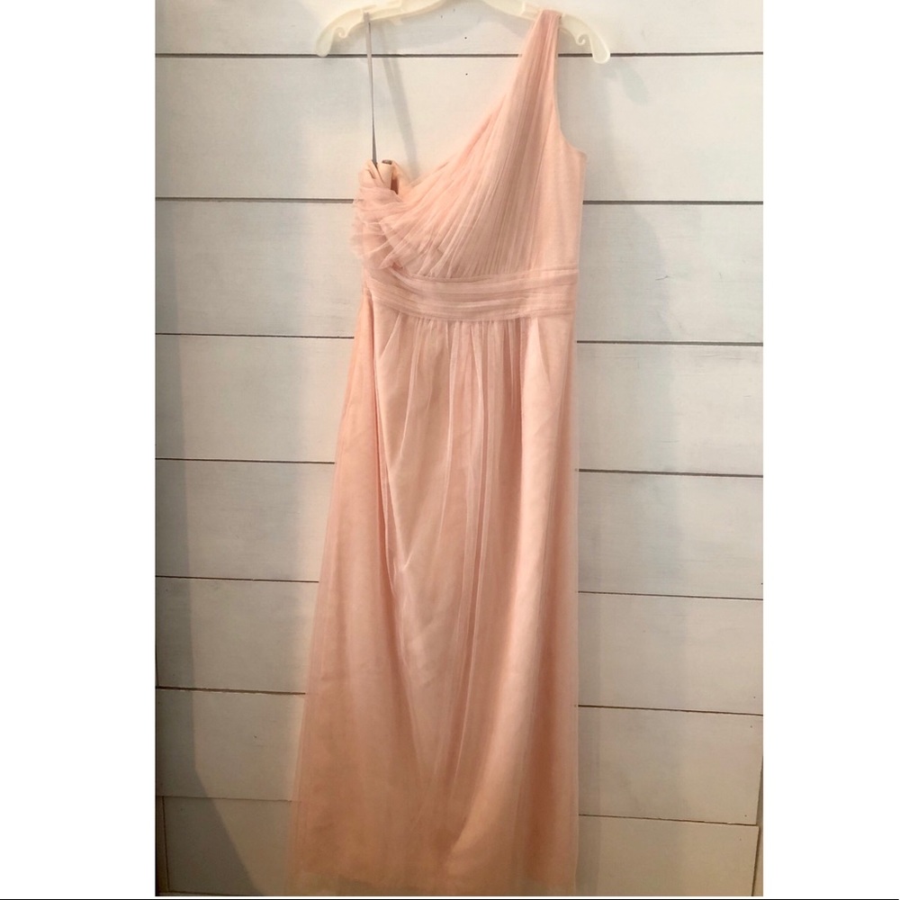ONE SHOULDER BLUSH PINK FORMAL DRESS